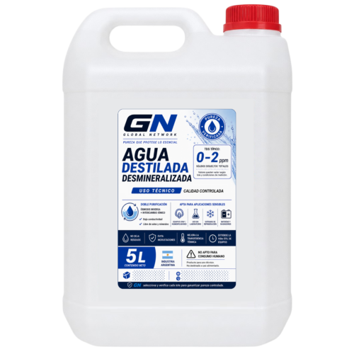 AGUA DESTILADA DESMINERALIZADA LABORATORIO 5LT GN