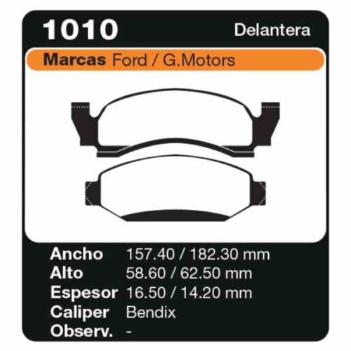 PASTILLAS DE FRENO FORD F100 - 150 - 250 (01/73-12/88)