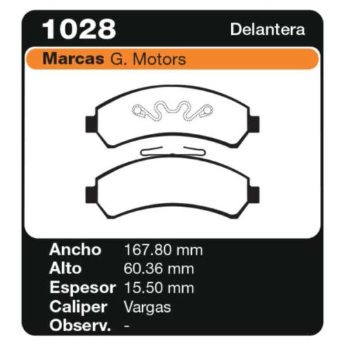 PASTILLAS DE FRENO CHEVROLET S-10 4X4 97/05