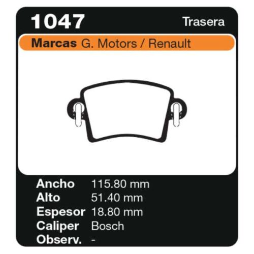 PASTILLAS DE FRENO RENAULT MASTER 1.9 - 2.2 - 2.5 - 2.8 02/