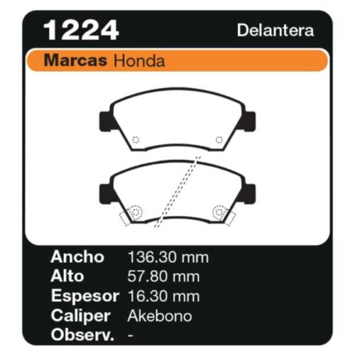PASTILLAS DE FRENO HONDA CIVIC V (11/95-01/01)