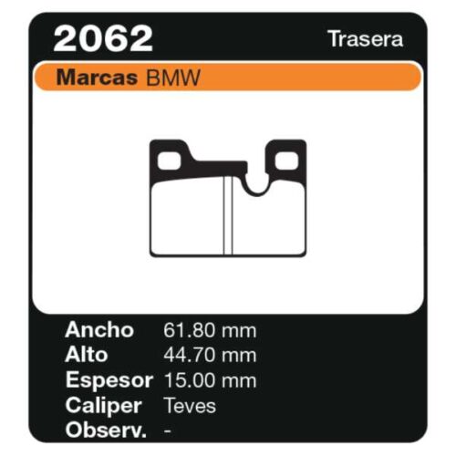 PASTILLAS DE FRENO BMW 2.0 320/6 2.3 323 I 78-82