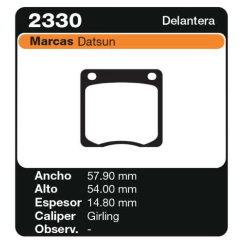 PASTILLAS DE FRENO NISSAN SUNNY   73-75