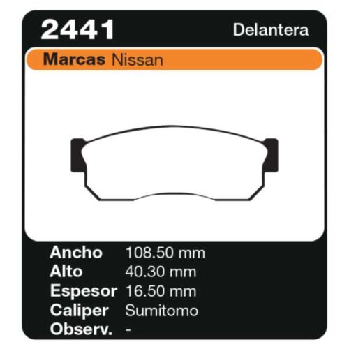 PASTILLAS DE FRENO NISSAN SUNNY SIN SENSOR