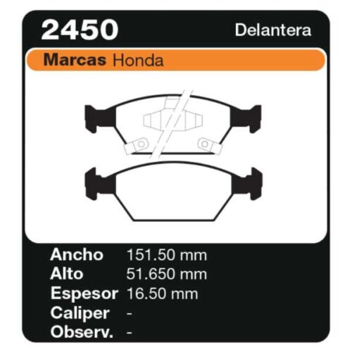 PASTILLAS DE FRENO HONDA FIT 1.4 1.5 16V 09/