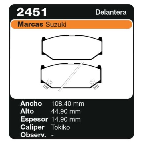 PASTILLAS DE FRENO SUZUKI SWIFT 89 / 95
