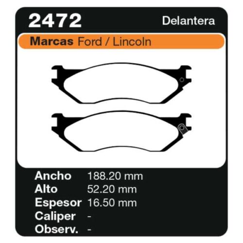 PASTILLAS DE FRENO DODGE RAM 1502 4X4 00 / 01