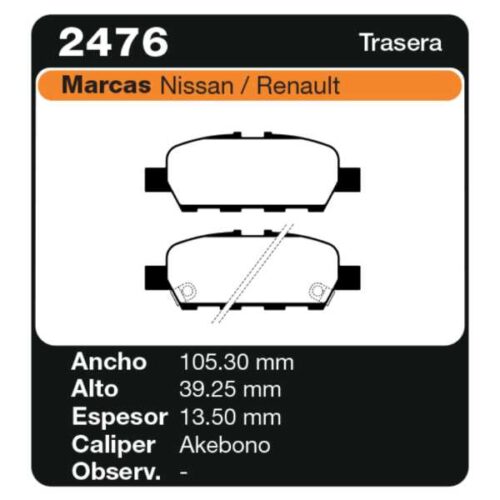 PASTILLAS DE FRENO NISSAN TIIDA 07/