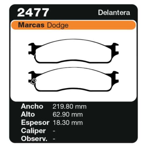 PASTILLAS DE FRENO DODGE RAM 1500 -2500 -3500 03/08