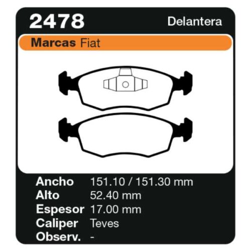PASTILLAS DE FRENO FIAT STRADA 1.2 I - 1.7 TD 99/