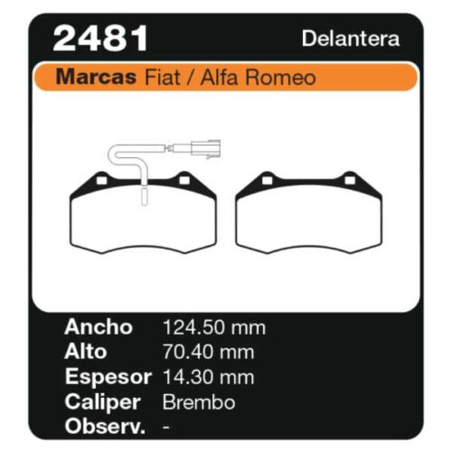 PASTILLAS DE FRENO ALFA ROMEO MITO 08/09