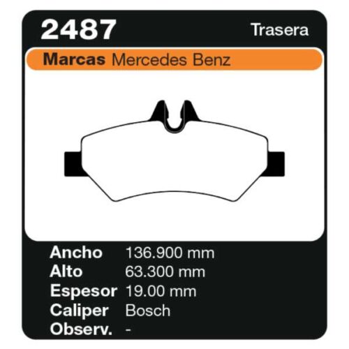 PASTILLAS DE FRENO MERCEDES BENZ SPRINTER 415 CDI 06/