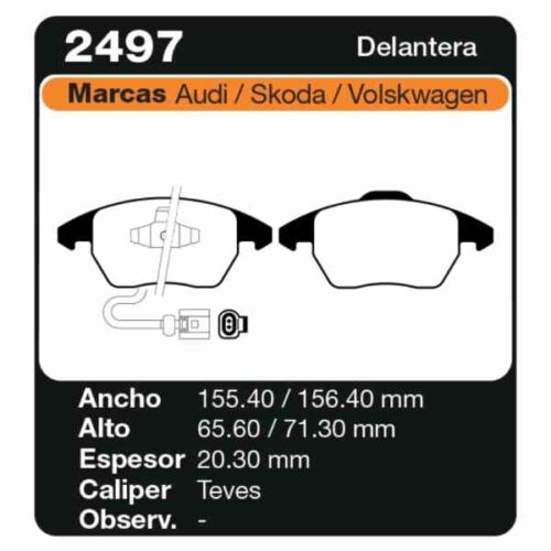 PASTILLAS DE FRENO VOLKSWAGEN  TIGUAN 09/