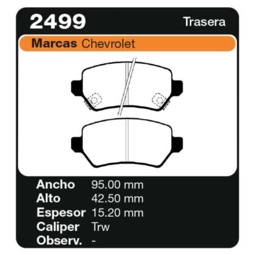 PASTILLAS DE FRENO CHEVROLET MERIVA 1.4 - 1.6 - 1.7 - 1.8 03