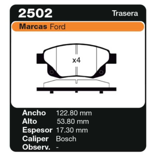 PASTILLAS DE FRENO FORD TRANSIT 2.2-2.3-2.4-3.2 TDCI