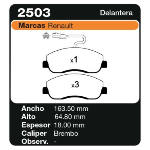 PASTILLAS DE FRENO RENAULT  MASTER III 2010 / 2011