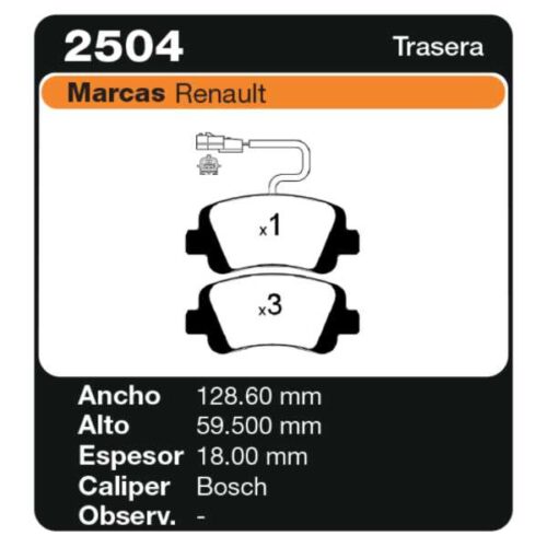 PASTILLAS DE FRENO RENAULT  MASTER III 2010 / 2011