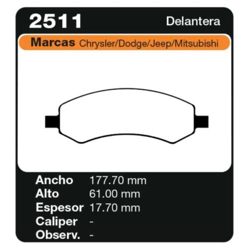 PASTILLAS DE FRENO DODGE RAM 1508 06 / 07