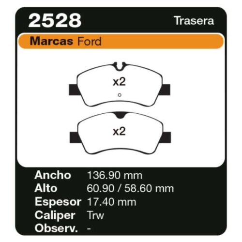 PASTILLAS DE FRENO FORD TRANSIT VI 2.0 - 2.2 TDCI 13