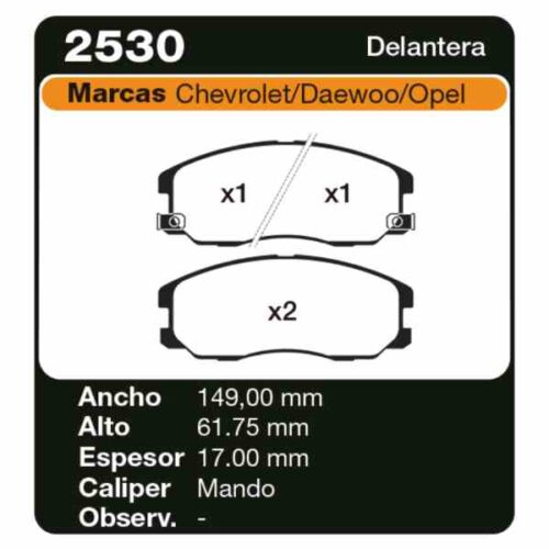 PASTILLAS DE FRENO CHEVROLET CAPTIVA 2.2 - 2.4 - 3.2 06/…