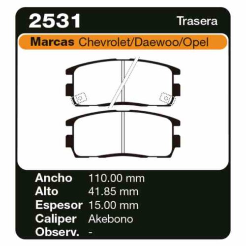 PASTILLAS DE FRENO CHEVROLET CAPTIVA 2.2 - 2.4 - 3.2 06/…