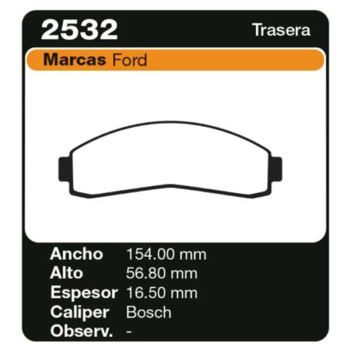 PASTILLAS DE FRENO FORD RANGER 10/…