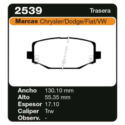 PASTILLAS DE FRENO DODGE JOURNEY SXT 13 // CARAVAN // WV