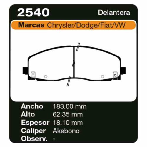 PASTILLAS DE FRENO DODGE JOURNEY SXT 13 // CARAVAN // WV
