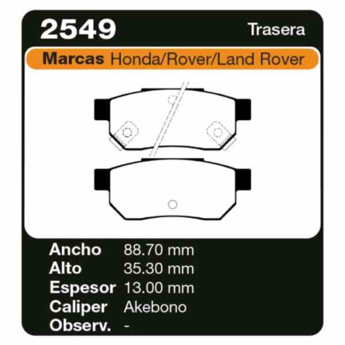 PASTILLAS DE FRENO HONDA ACCORD / CIVIC 90/96 / LAND ROVER