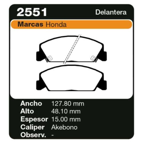 PASTILLAS DE FRENO HONDA ACCORD 90/96 / CIVIC SHUTTLE 90/96