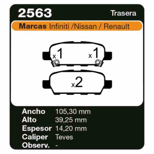 PASTILLAS DE FRENO RENAULT TIIDA 1.8 07/ RENAULT KOLEOS