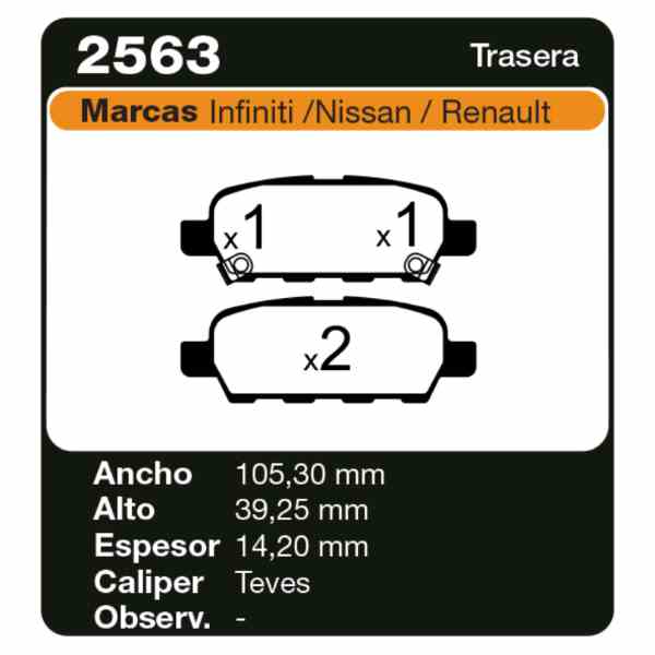 PASTILLAS DE FRENO RENAULT TIIDA 1.8 07/ RENAULT KOLEOS