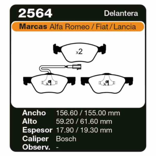 PASTILLAS DE FRENO FIAT IDEA 1.8 ADV. 05/ PUNTO II 1.8-1.9