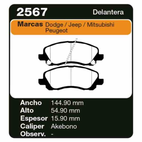 PASTILLAS DE FRENO JEEP COMPASS 2.0- 2.4 4WD 06/