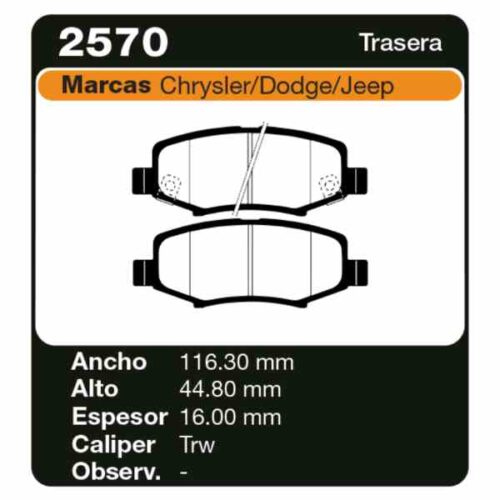 PASTILLAS DE FRENO JEEP CHEROKEE II 3.7 V6 08/