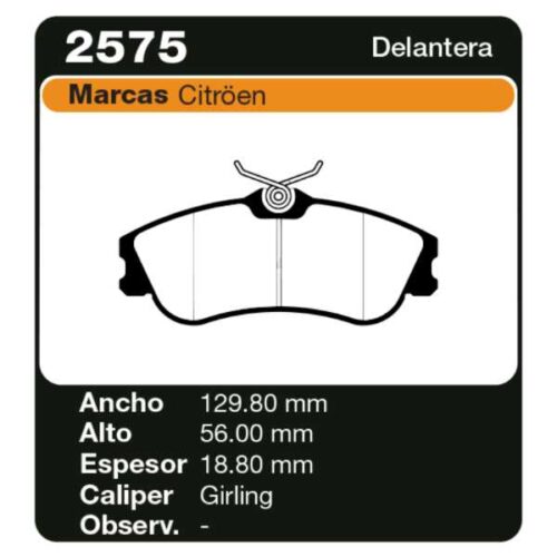 PASTILLAS DE FRENO CITROEN BERLINGO/ XSARA 1.8 (97/...)