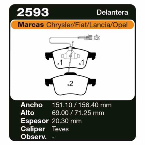 PASTILLAS DE FRENO FIAT DOBLO 10/-OPEL COMBO-RAM PROMASTER
