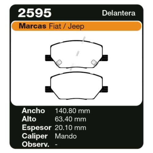 PASTILLAS DE FRENO FIAT TORO 2016 / / JEEP RENEGADE 14/