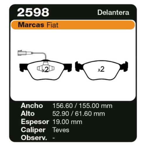 PASTILLAS DE FRENO FIAT BRAVO 1.8 ESSENCE-ABSOLUTE-DUALOGIC