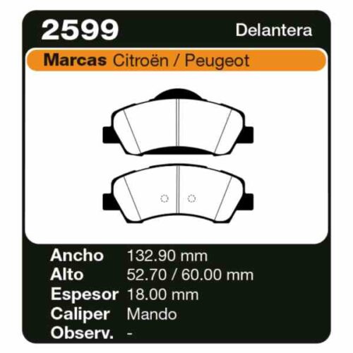 PASTILLAS DE FRENO PEUGEOT 308 II 1.5 HDI - 1.6 THP (DISCO