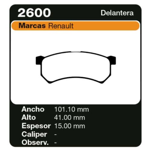 PASTILLAS DE FRENO RENAULT KWID 1.0 LIFE - ZEN - INTENSE