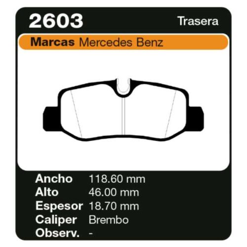 PASTILLAS DE FRENO MERCEDES BENZ VITO III FURGON- BUS 2014-