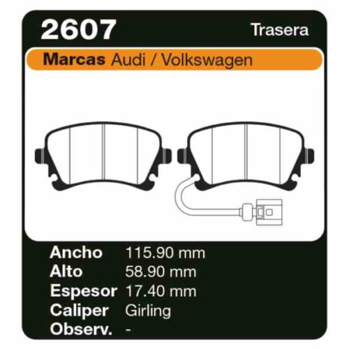 PASTILLAS DE FRENO AUDI A4 III 3.0 V6 AVANT 04/TRANSPORTER