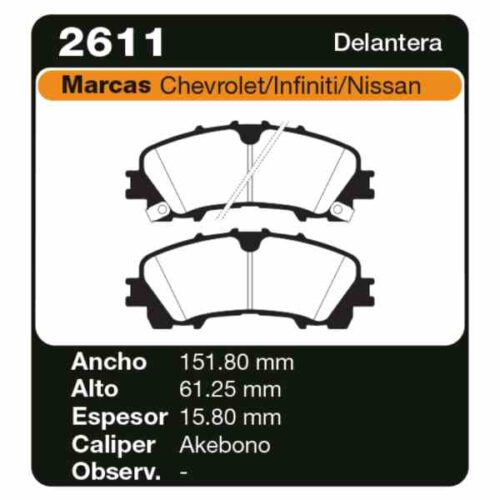 PASTILLAS DE FRENO CHEVROLET S 10 2.8 17/ Q50 - Q60 II 13/