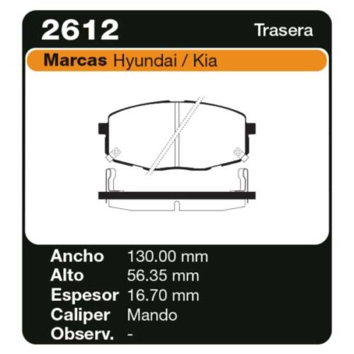 PASTILLAS DE FRENO HYUNDAI  CRETA - PRESTIGE 17/-I30 - I30