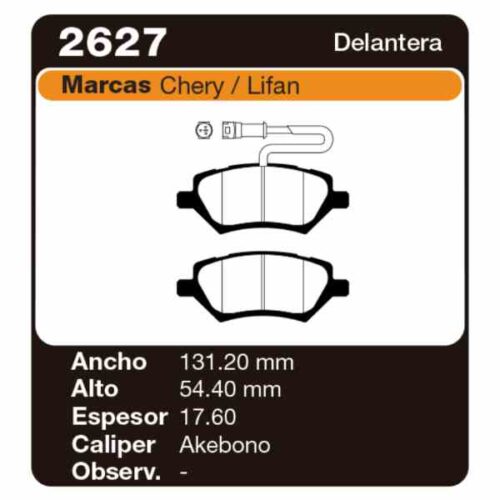 PASTILLAS DE FRENO CHERY TIGGO 08/ FULWIN 12 / LIFAN X60