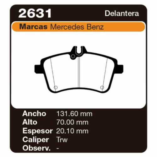 PASTILLAS DE FRENO MERCEDES BENZ CLASE A II 2.0 200