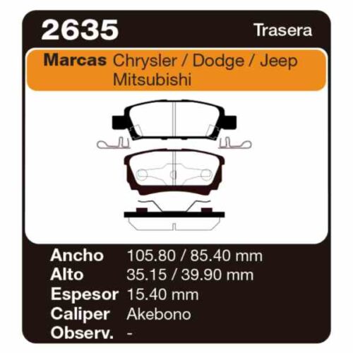 PASTILLAS DE FRENO JEEP COMPASS 2.0- 2.4 4WD 06/