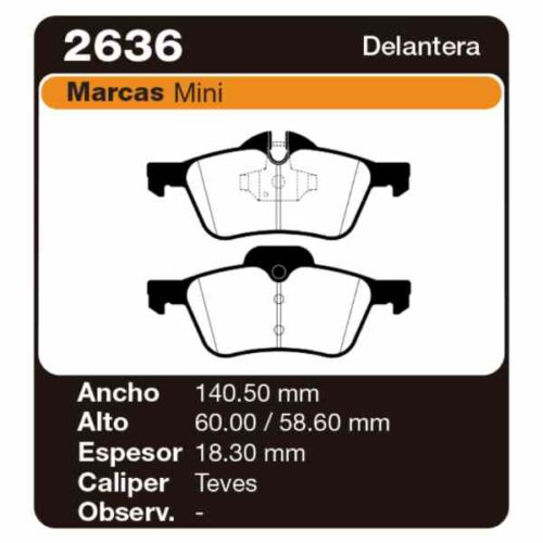 PASTILLAS DE FRENO MINI MINI ONE 1.4-1.6 16V 01/
