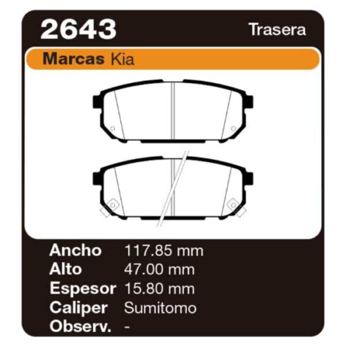 PASTILLAS DE FRENO KIA SORENTO 02/